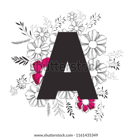 letter a with floral decoration