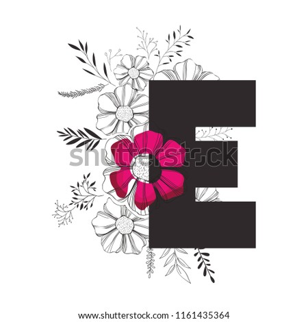 letter e with floral decoration