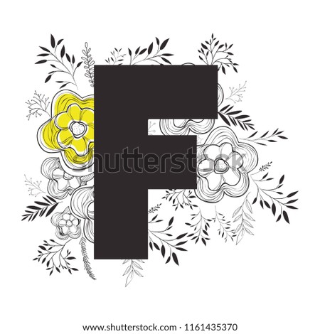 letter f with floral decoration