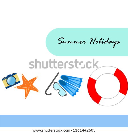summer holiday hat flip flops seashell vector background
