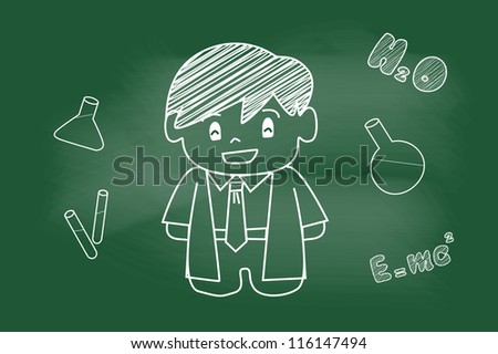 scribble sketch of Scientist on blackboard