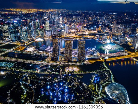 Aerial shot of Marina Bay in Singapore 