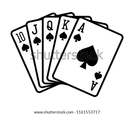Spade royal straight flush poker hand flat vector icon for casino apps and websites