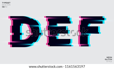 	
Vector Typeset Design. Neon Glitch Style. Black Bold Font, Double Exposure. Trendy Neon Glowing Letters. Abstract Colorful Type For Creative Heading, Music Poster, And Sale Banner. 