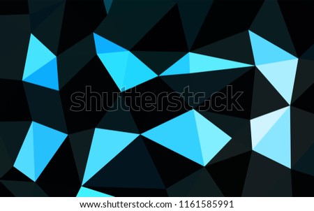 Light BLUE vector blurry hexagon pattern. Triangular geometric sample with gradient.  A new texture for your design.