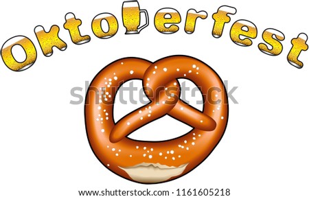 Oktoberfest motif in beer font with pretzel