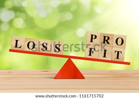 Success business concept in woodblock weighting between profit and loss.