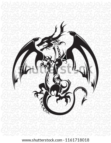 Dragon tattoos graphic design in black Iand white 