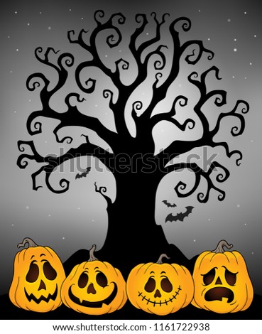 Halloween tree silhouette topic 4 - eps10 vector illustration.