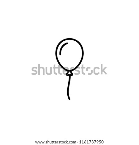 line air balloon icon on white background. Birthday, anniversary, feast, holiday. bubble silhouette with black contour. Flat vector illustration