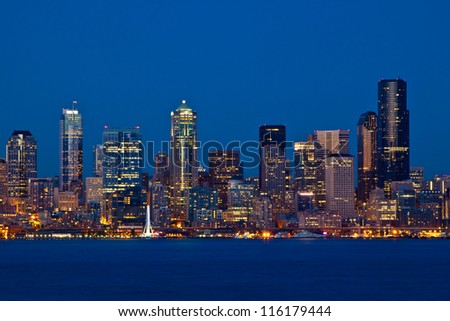 Seattle Skyline, Washington as seen from Alki Beach