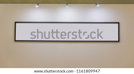 Blank banner frame with lighting blubs on the wall decoration concept copy space for text advertising