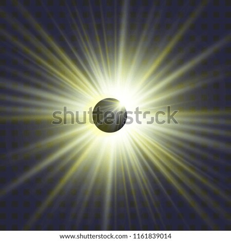 Solar eclipse. Bright rays during an eclipse.Light flare special effect.vector illustration.