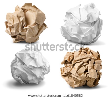 Collection of various paper balls on white background. each one is shot separately Royalty-Free Stock Photo #1161840583