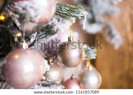Close-up Christmas tree Christmas decorations. Christmas background. gentle pastel Christmas. Royalty-Free Stock Photo #1161857089