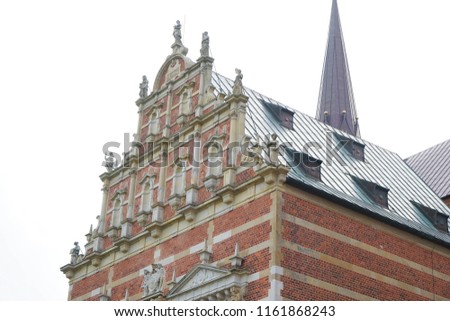 Exterior of the Roskilde Cathedral, UNESCO World Heritage Site and mausoleum of the Danish royal family since the 15th century.