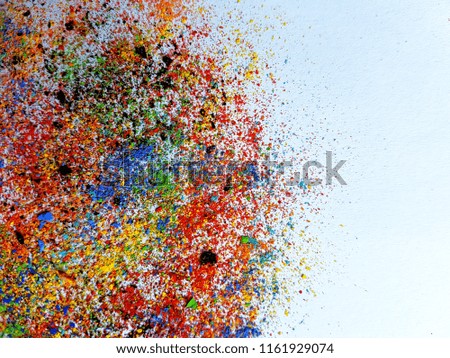 Chalk powder vivid colors ink pigment on white bright texture background