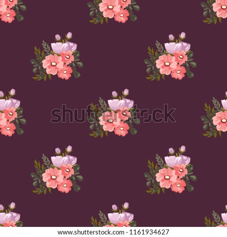 Seamless vector ornamental floral pattern. Background for printing on paper, wallpaper, covers, textiles, fabrics, for decoration, decoupage, scrapbooking and other