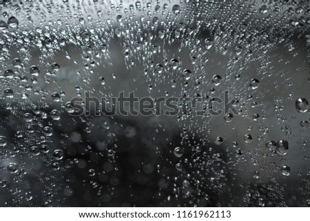 water drop on the window, raining day