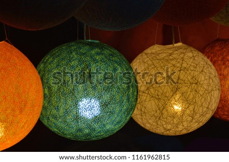 Woven lamps sold at the famous Luang Prabang night market