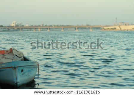Blue Boat and river landscape photography