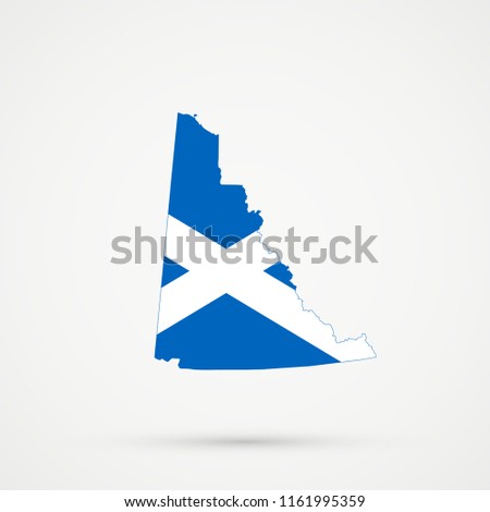 Yukon map in Scotland flag colors, editable vector.