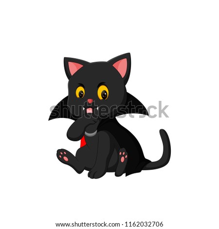 Illustration of Halloween kitten cartoon