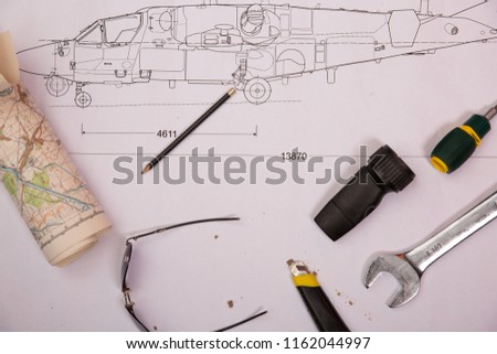 The Design of helicopter model. helicopter drawing