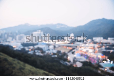 Hong Kong City Toned Photo Blurred Defocused Background. Night city lights.