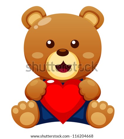 Illustration of Teddy bear with heart.vector