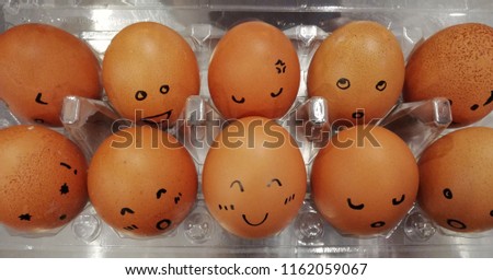 Many eggs in the mood.Feeling and  emotion