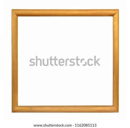 Wooden gold frame isolated on white background.