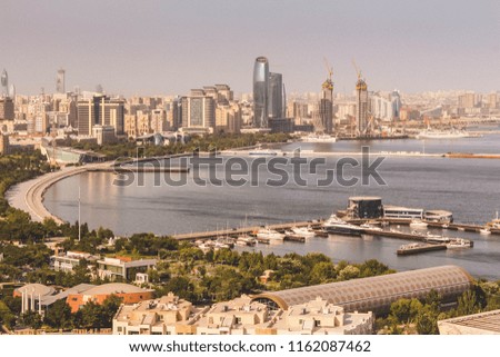 Beautiful view of Baku. Azerbaijan. Caspian Sea.