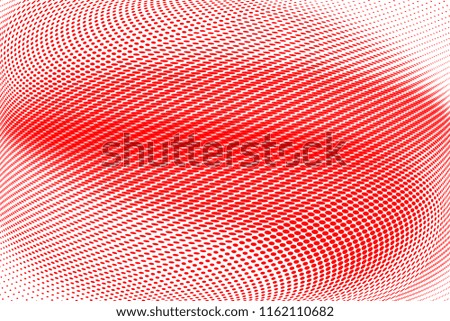 Polka dot red white halftone pattern. Gradient dots background. Modern vector illustration. Abstract curves. Points backdrop. Brigt colors dotted spotted pattern