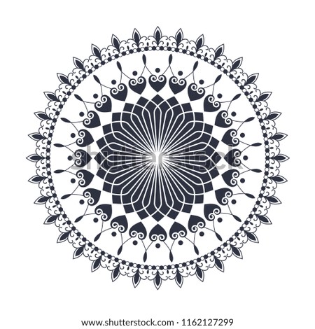 Decorative mandala for design with floral ornament. A template for printing postcards, invitations, books, for textiles, engraving, wooden furniture, forging. Vector.