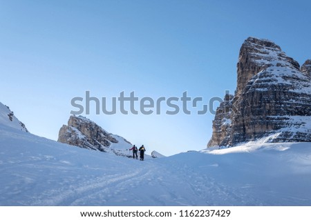 Snow capped mountains, italian Dolomites, UNESCO World Heritage Site, High Popena Valley.
