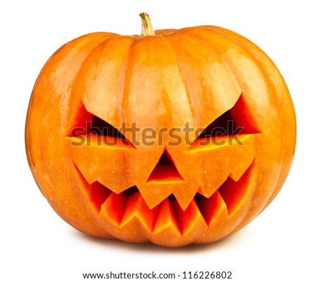 pumpkin halloween Jack O'Lantern isolated white Royalty-Free Stock Photo #116226802
