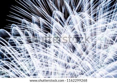 This Kisarazu fireworks display was held in Tokyo Bay in Chiba Prefecture, Japan. It is an enlarged picture focusing on the center of fireworks. The center of the fireworks is expressed fantastically.