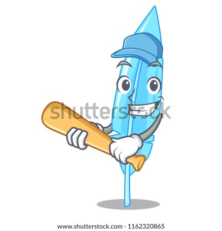Playing baseball feather character cartoon style
