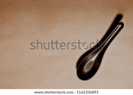 Photo of a Japanese soup spoon that can be used for background, mock up, designs and framing with various background color