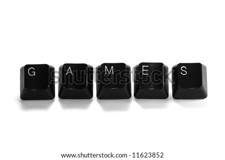 games - black computer keys isolated on white background