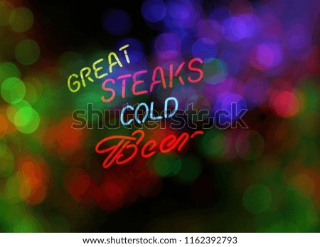 Great Steraks and Cold Beer Vintage Neon Sign
