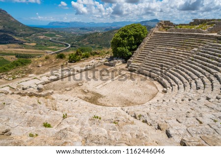 The theater in Segesta, ancient greek town in Sicily, southern Italy.