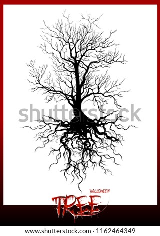 tree silhouette isolated on white background.Scary tree
