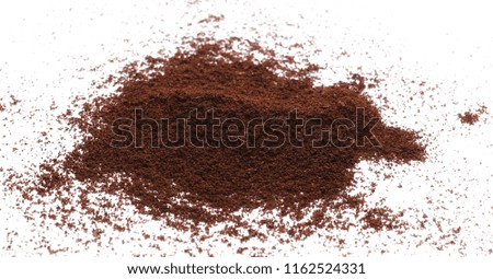 Instant coffee, pile of powdered isolated on white background