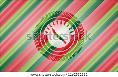 combat knife icon inside christmas colors style badge.