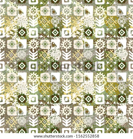 Ethnic seamless pattern. Vintage print. Abstract geometric background. Tile, patchwork. Fabric design, wallpaper