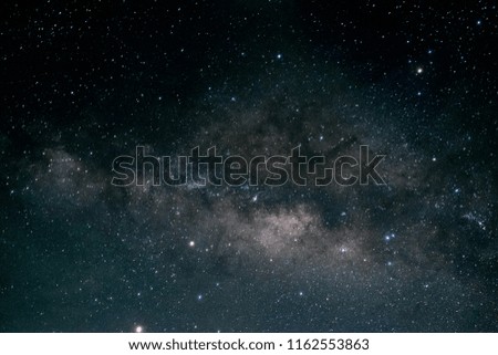 Milky way galaxy and dark sky with stars and space dust in the universe, Long exposure photograph, with grain.