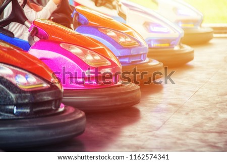 close up autodrome car in the lunapark Royalty-Free Stock Photo #1162574341