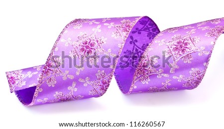 Beautiful violet  ribbon isolated on white background